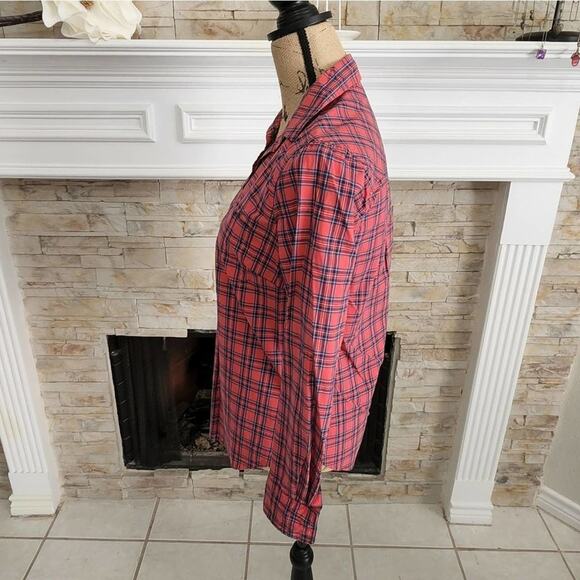 J. Crew red and blue plaid button down shirt size 0 XS - Picture 3 of 6